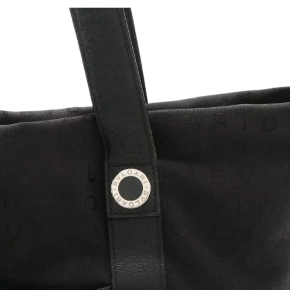 BVLGARI Black Logomania Canvas and Leather Trim Tote